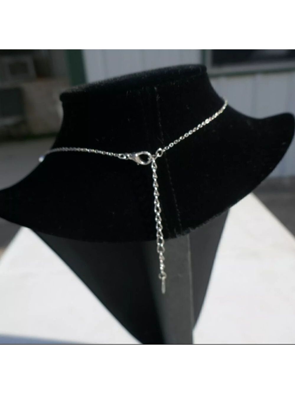 Ali Kahn New York Y-drop Necklace Opaque Clear Crystals Silvertone 18 inch - Picture 6 of 7